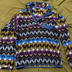 Patagonia Synchilla Men's Aztec/Geometric Fleece Jacket - Purple, Blue, Gold